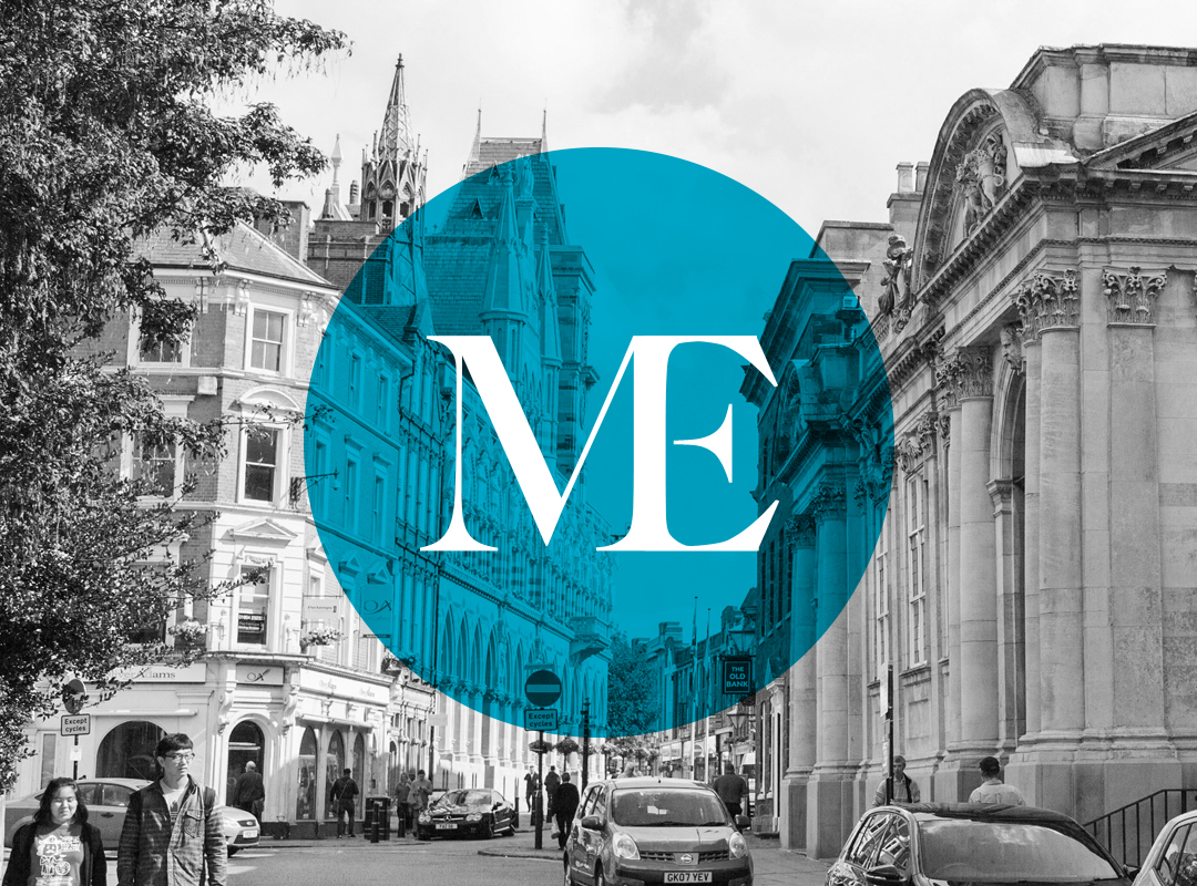 Blue, grey white logo.